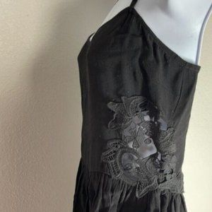 Topshop Black Spaghetti Strap Crochet Sides Corset